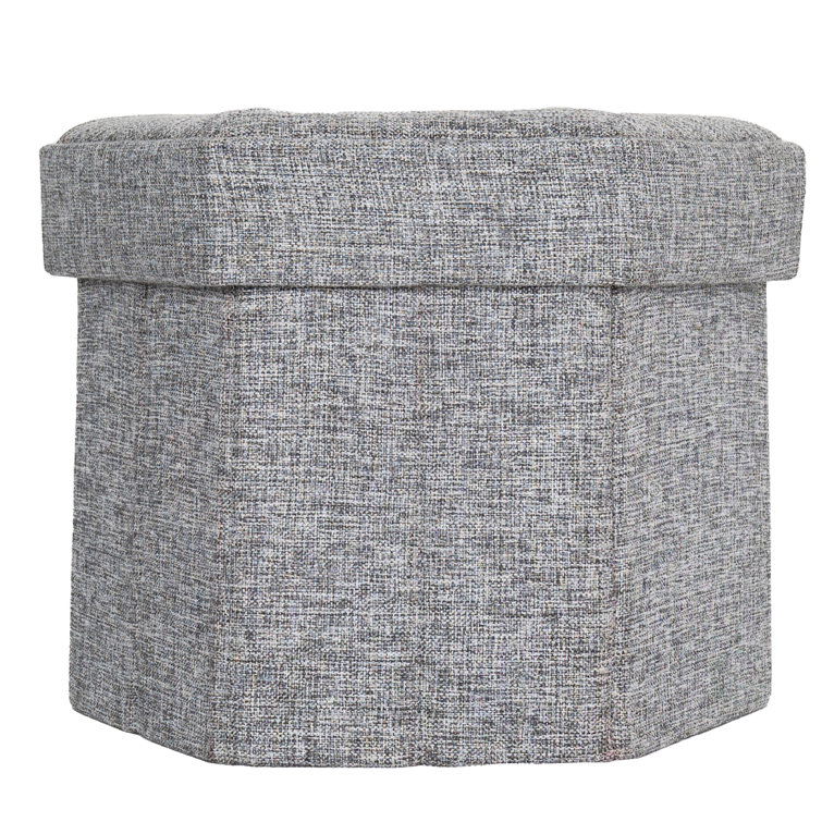 Latitude Run Medium Decorative Grey Foldable Hexagon Ottoman For